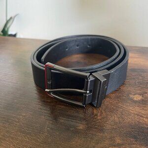 GUESS Men’s Black Leather Belt XL 42/44 Length Dress Casual Metal Buckle